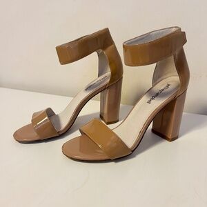 Jeffrey Campbell Lindsay Open Ankle Strap Heeled Sandals Tan Caramel US Size 7